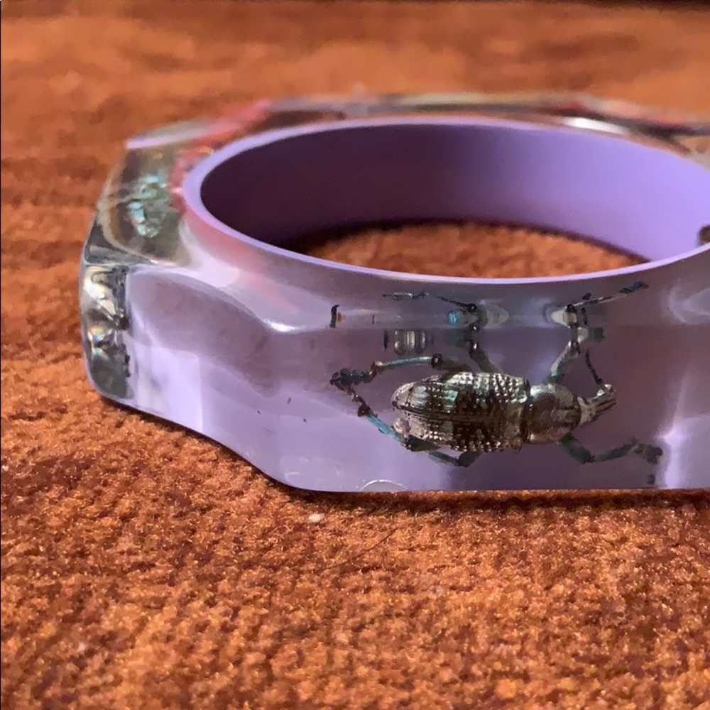 Turquoise beetle in lilac purple bangle